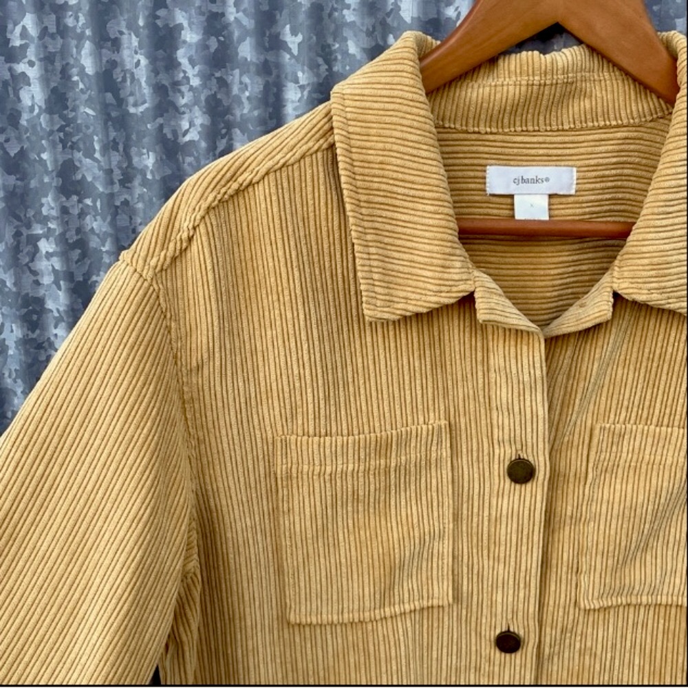NWOT CJ Banks Corduroy Yellow Shacket